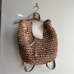 Woven Straw Backpack Coastal Boho Chic Bag | Cottagecore Market Rattan OS
